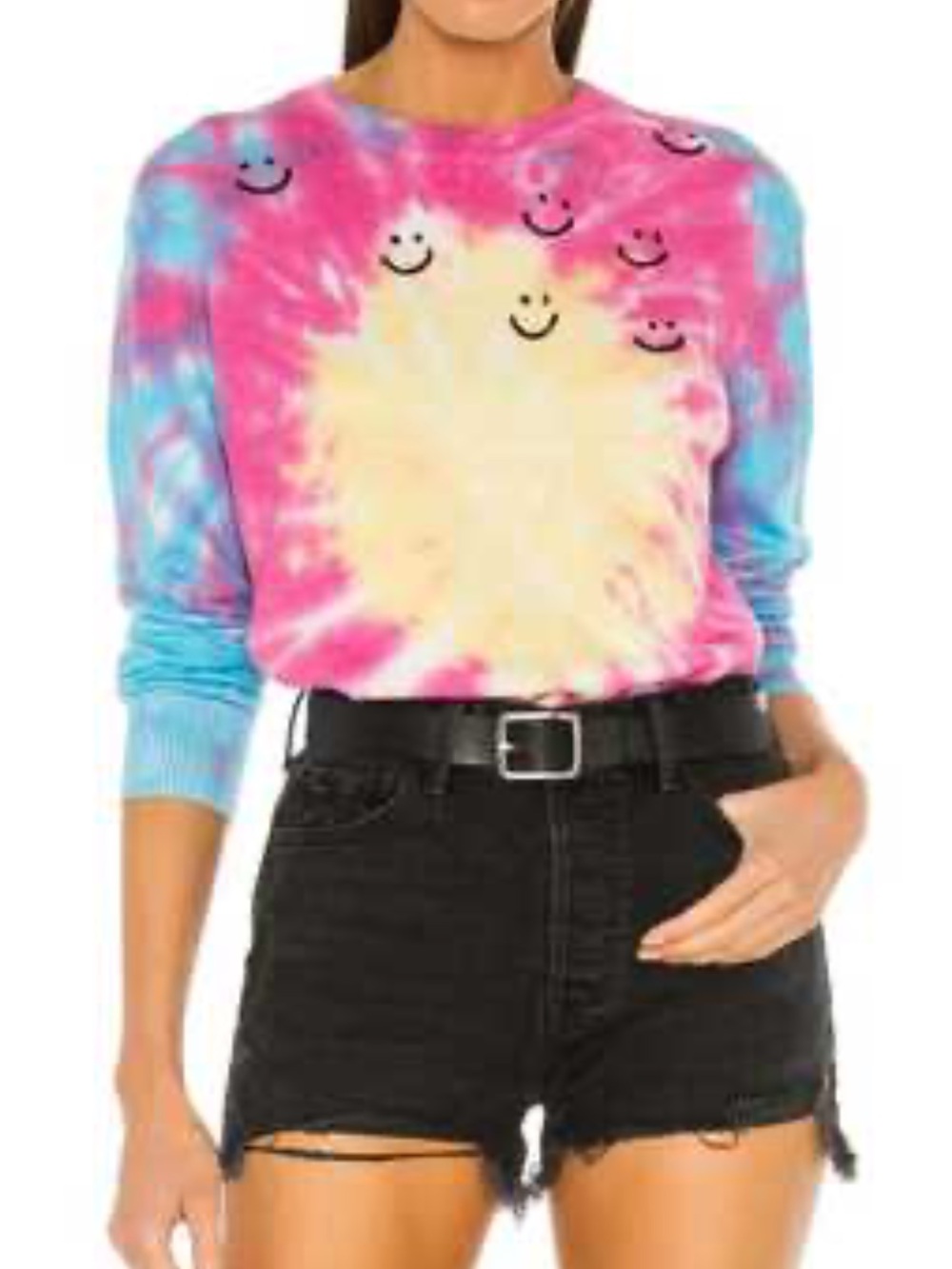 SPIRITUAL GANGSTER Tie-Dye Smiley Face Sweater Size XS